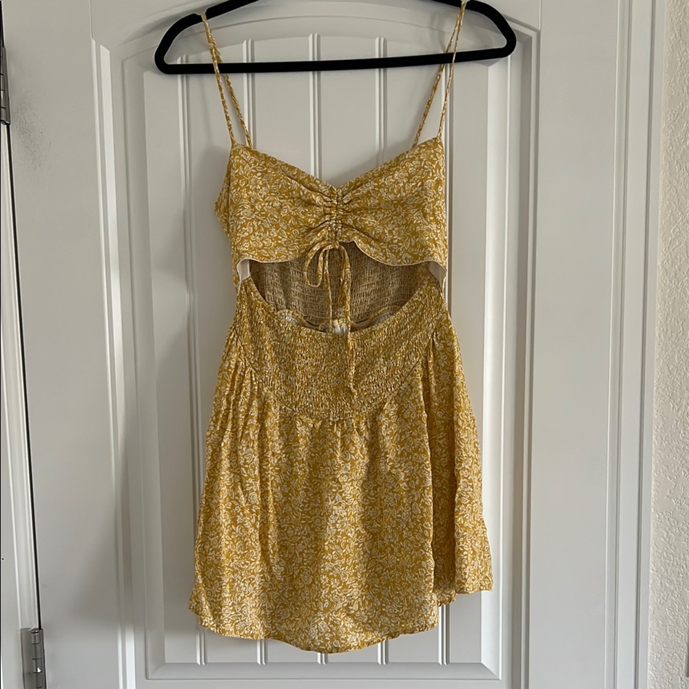 MABL Yellow Floral Cutout Romper Dress